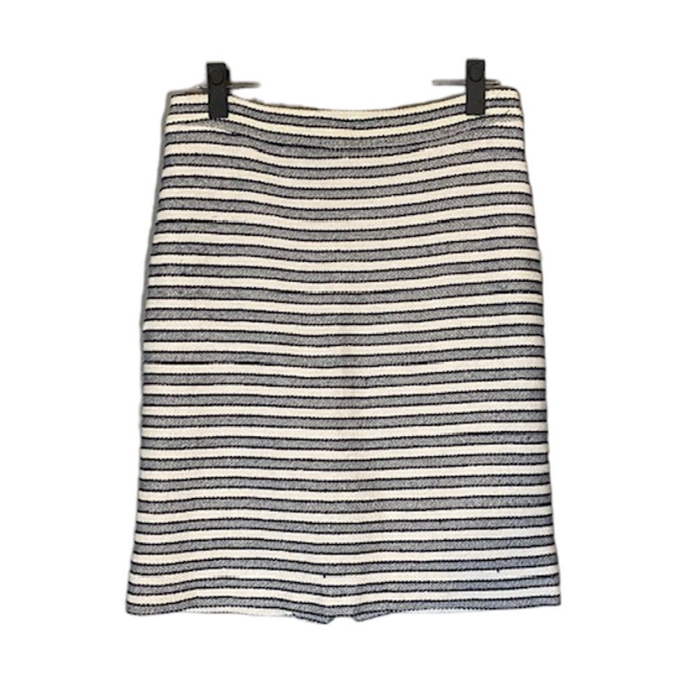 J. Crew Blue White Striped Terry Cotton Blend Pencil Skirt Straight Women Sz 4